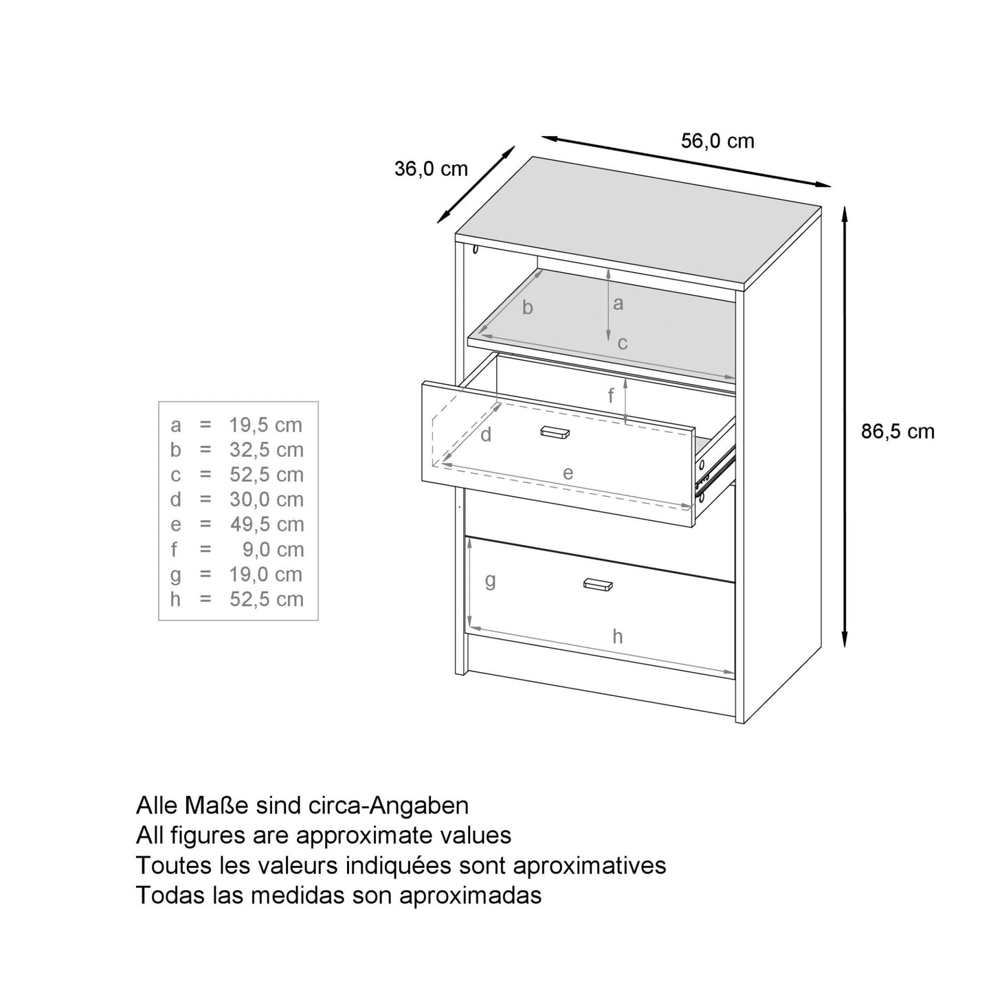 Eslöv M2 Kommode Korpus Weiß DE