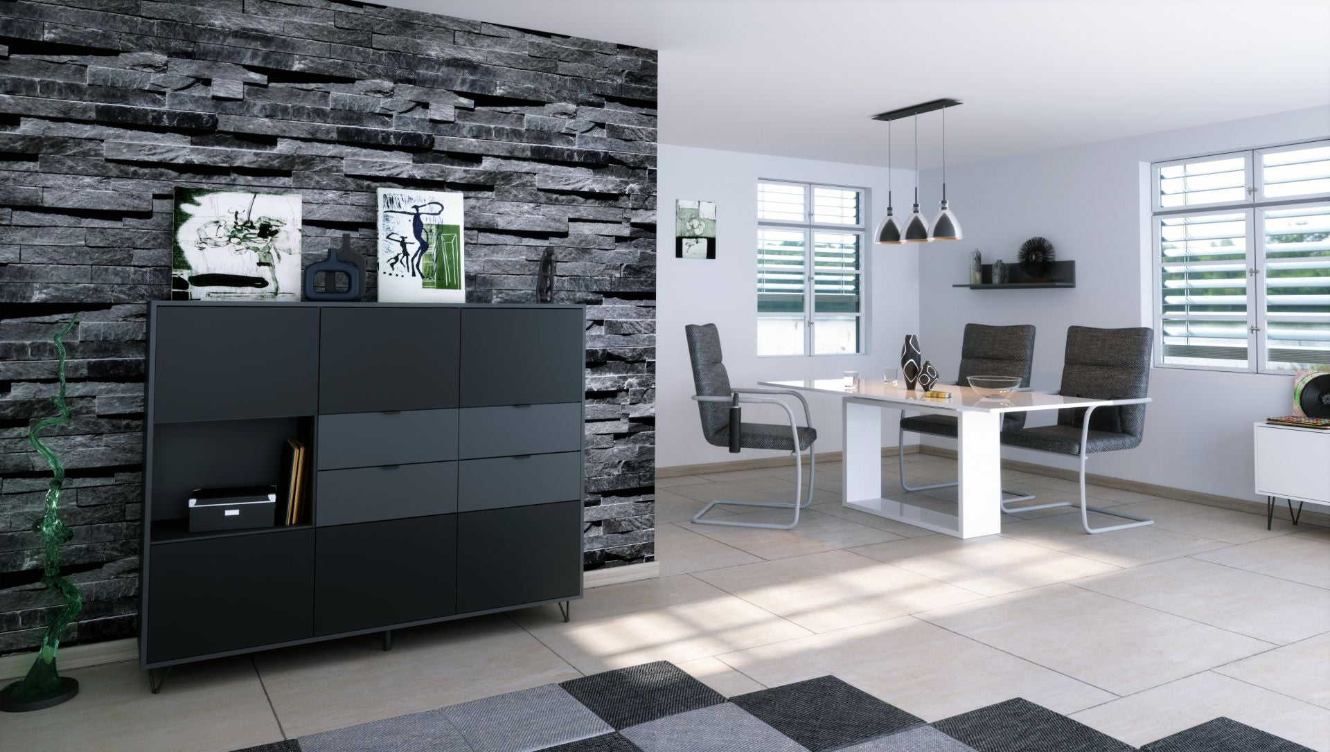 Highboard Mirallo M2 Korpus Anthrazit matt