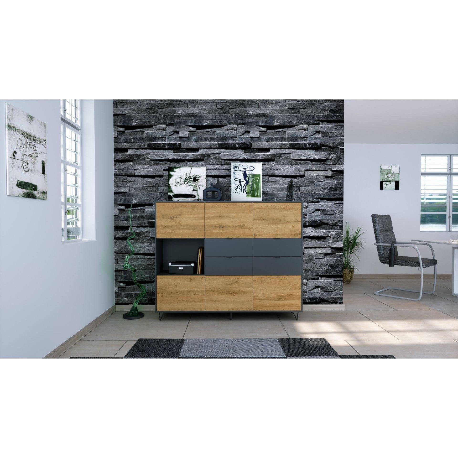 Highboard Mirallo M2 Korpus Anthrazit matt
