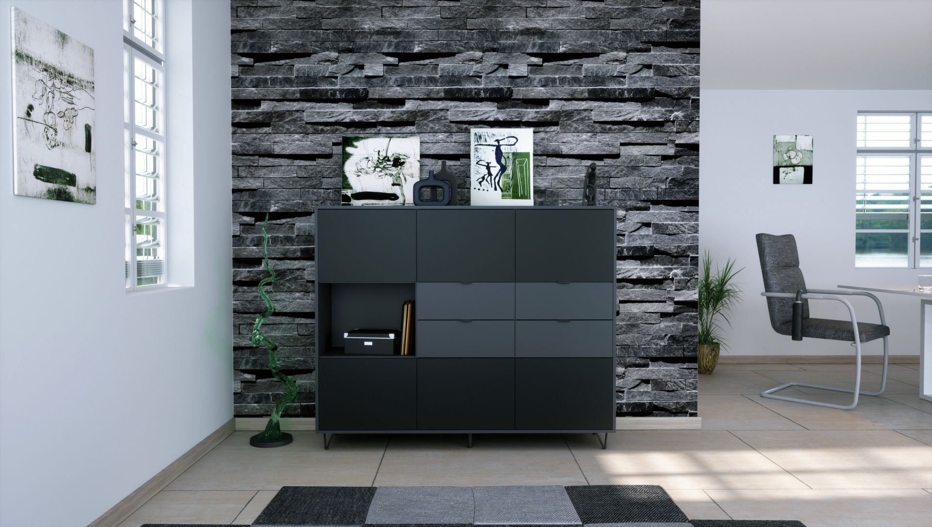 Highboard Mirallo M2 Korpus Anthrazit matt
