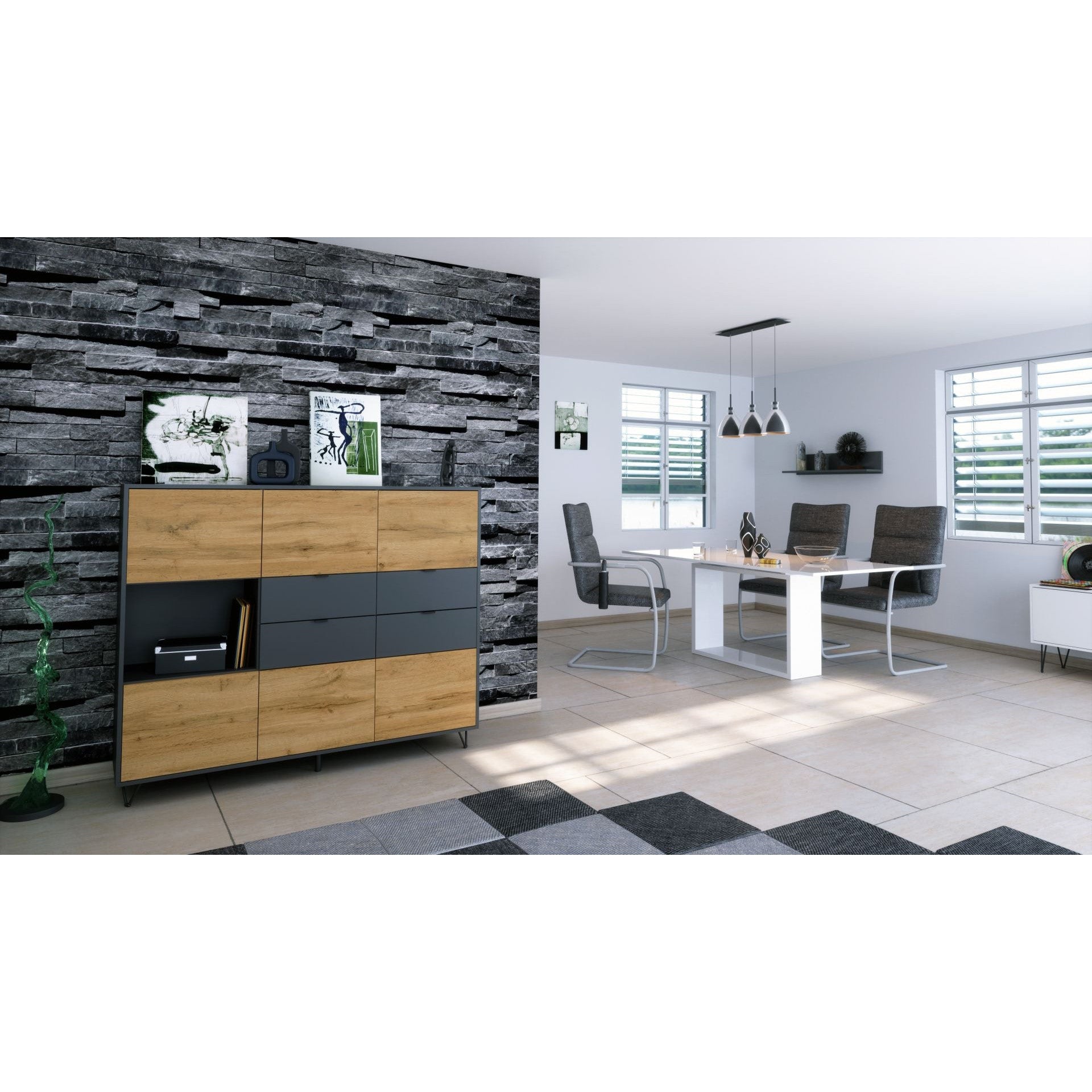 Highboard Mirallo M2 Korpus Anthrazit matt
