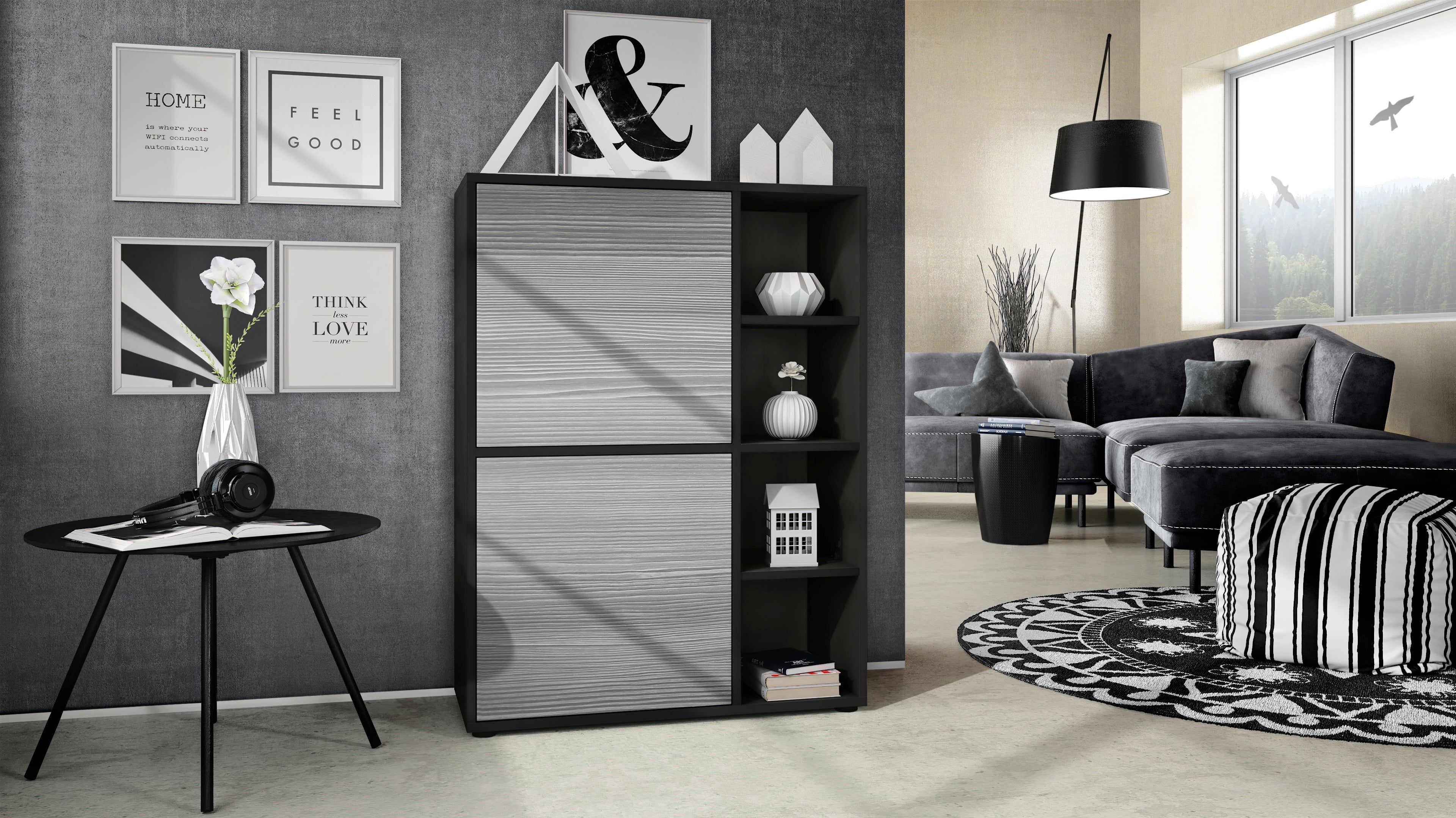 Mora Highboard Korpus Schwarz