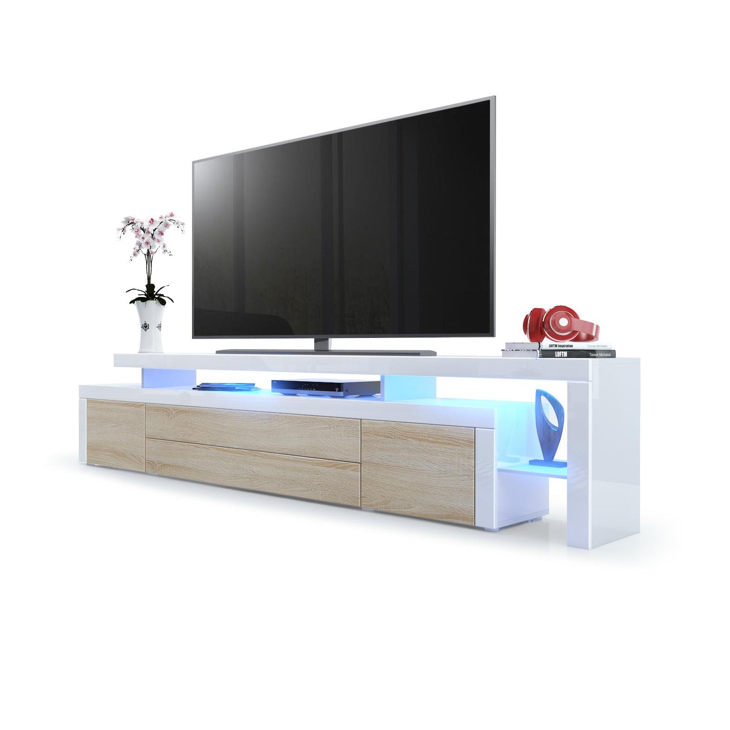 Plano TV Board Korpus Weiß mit LED