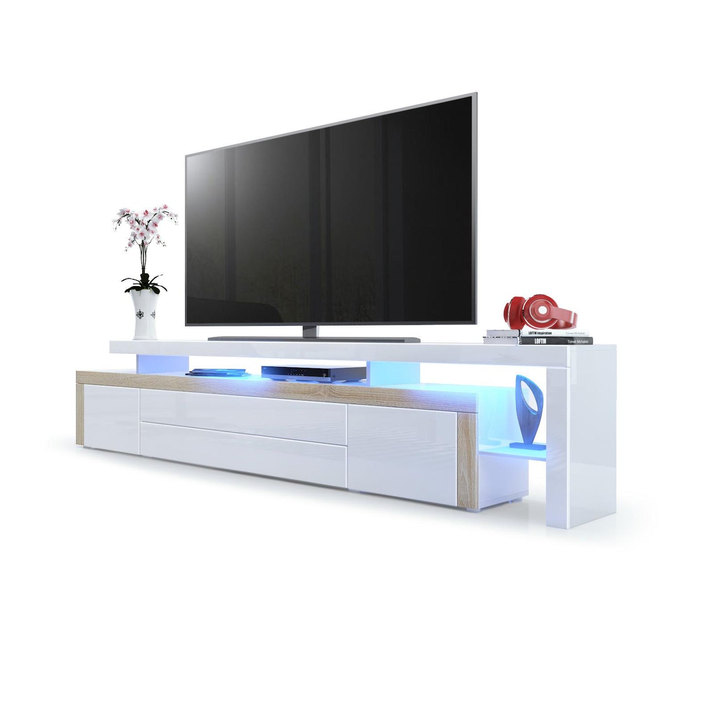 Plano TV Board Korpus Weiß mit LED